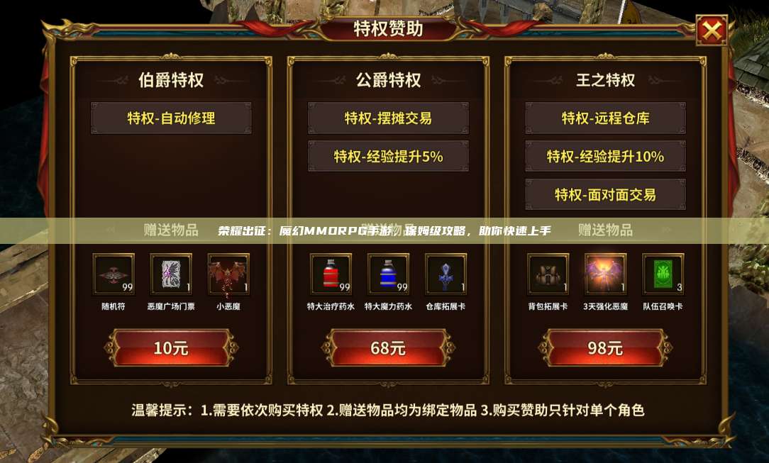 荣耀出征：魔幻MMORPG手游，保姆级攻略，助你快速上手